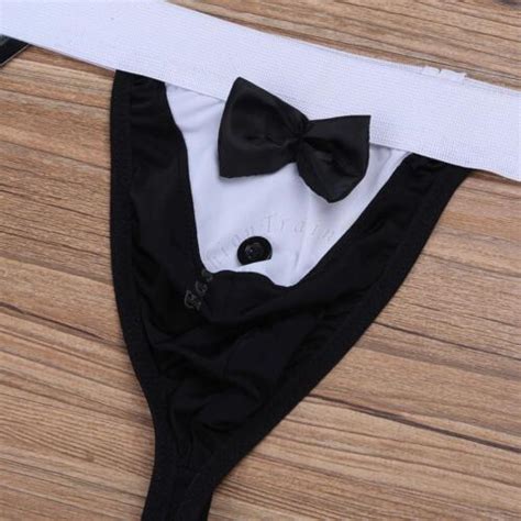 Sexy Men S Tuxedo Boxer Brief Bulge Pouch Underwear Bikini Shorts With Bow Tie Ebay
