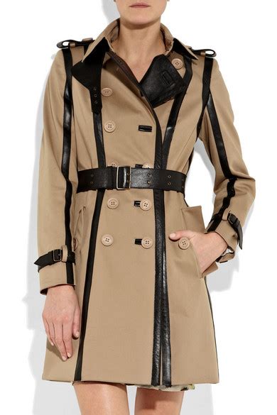 Burberry Leather Trimmed Twill Trench Coat Net A Portercom