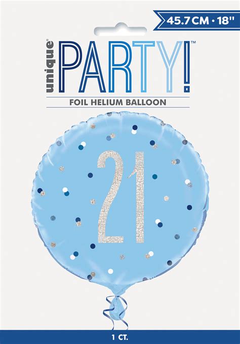 Blue Glitz 21st Birthday Prismatic Foil 18 Balloon