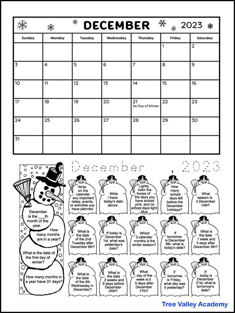 Printable December 2024 Calendar And Kids Calendar Worksheets