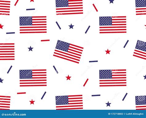American Flag Seamless Pattern Texture Vector Stock Vector