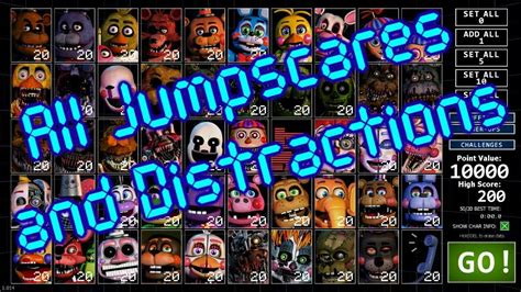 Fnaf Ultimate Custom Night All Main Jumpscares And Distractions
