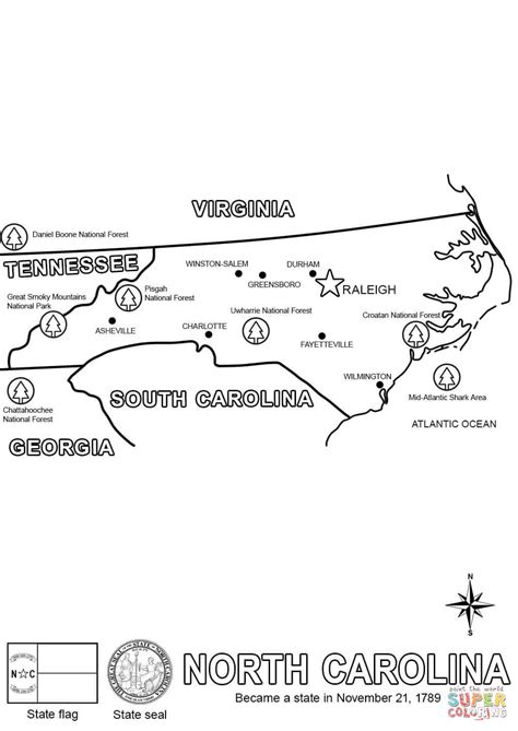North Carolina Map coloring page | Free Printable Coloring Pages