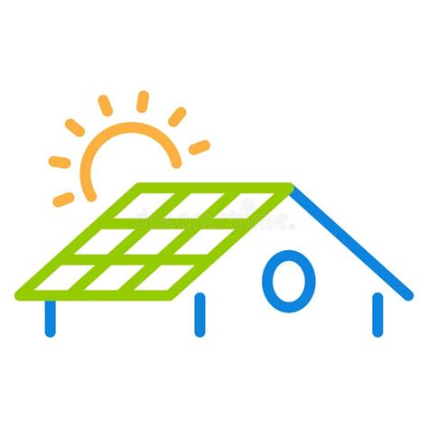 Home Solar Energy Flat Logo Solar Panel And Sun Vector Illustration