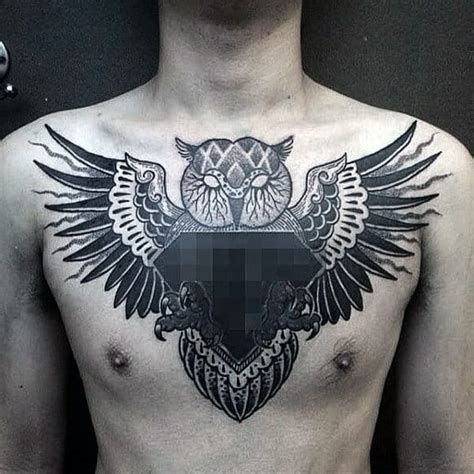 70 Owl Chest Tattoo Designs For Men Nocturnal Ink Ideas