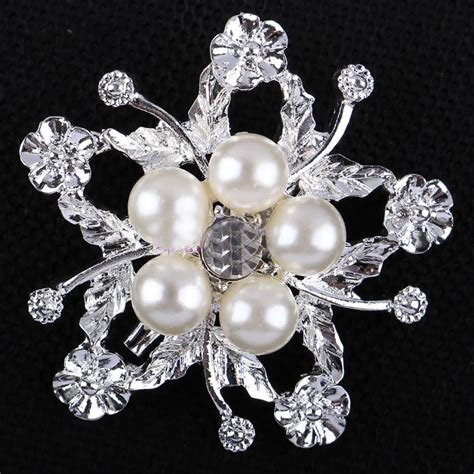 Rhinestone Faux Pearl Flower Broach Brooch Pin Bouquet Wedding Bridal Jewelry In Brooches From