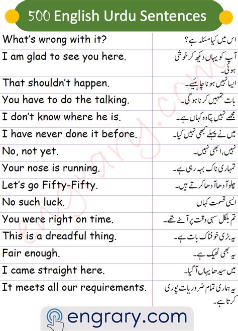 Daily Use English Sentences With Urdu And Hindi Translation Artofit