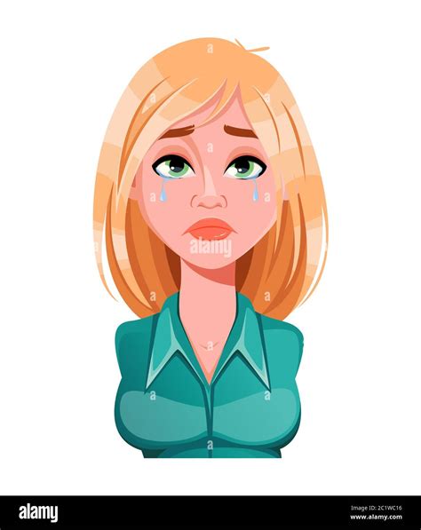 Cartoon Blonde Girl Crying