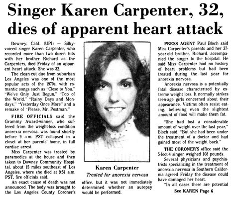 Retronewsnow On Twitter On February 4 1983 Karen Carpenter Died At
