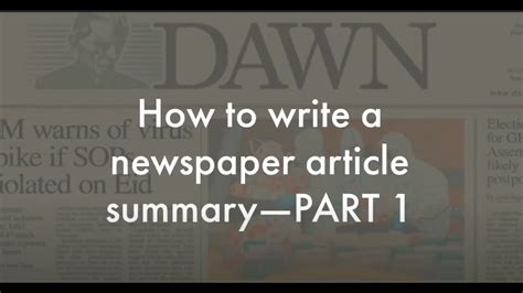 How To Write A Newspaper Article Summary—part 1 Youtube
