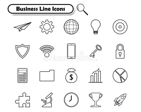 Business Line Icons On White Background Stock Illustration
