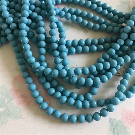 6mm Vintage Sky Blue Glass Beads Rustic Glass Beads 100pc Etsy