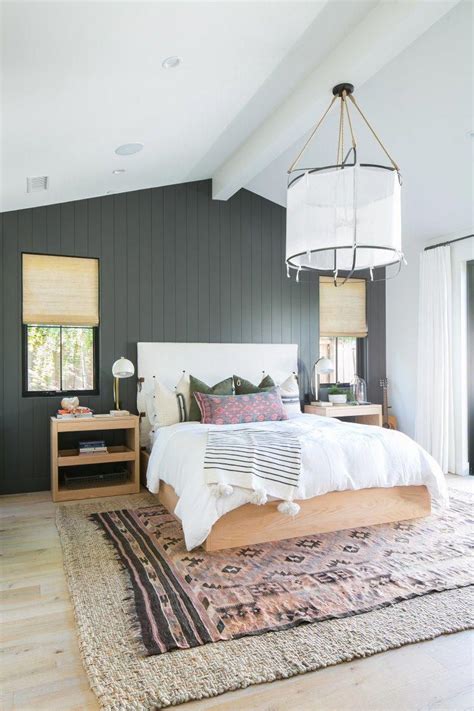Black Painted Shiplap Accent Wall In The Bedroom Home Decor Bedroom