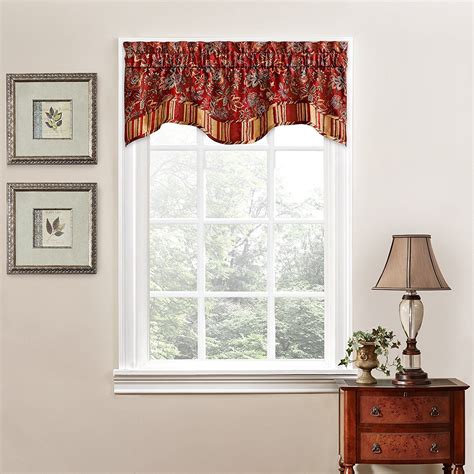 Traditions By Waverly Navarra Floral Window Valance Crimson Valance