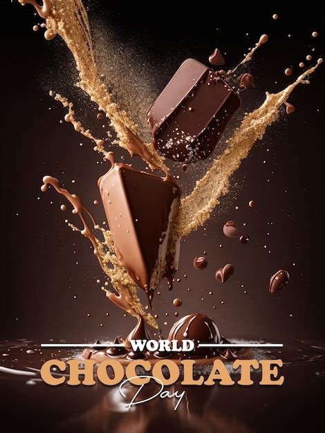 Psd Um Cartaz Para Saudar O Dia Mundial Do Chocolate Com Chocolates No Topo Psd Premium