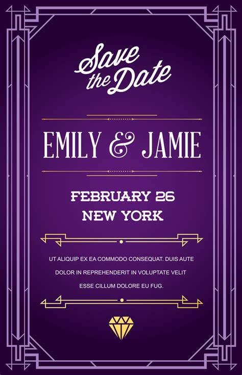 Purple Wedding Invitation Card Template Vector 02 Free Download
