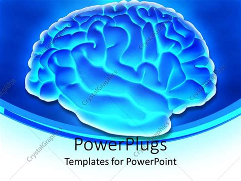 Powerpoint Template Glowing 3d Depiction Of Human Brain With Silver