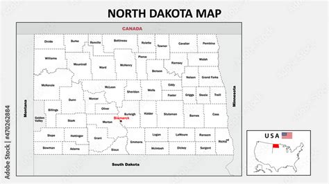 North Dakota Map Political Map Of North Dakota With Boundaries In