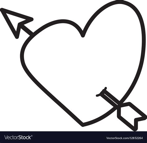 Heart Love Arrow Cute Outline Royalty Free Vector Image