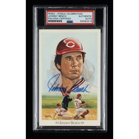 Johnny Bench Signed Le 1989 Perez Steele Celebration Postcards 5 Psa