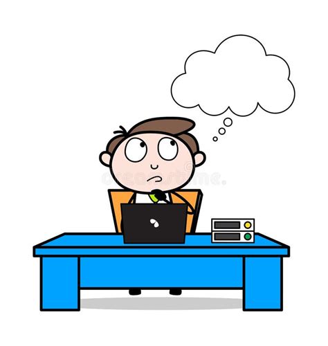 Thinking Office Businessman Employee Cartoon Vector Illustration
