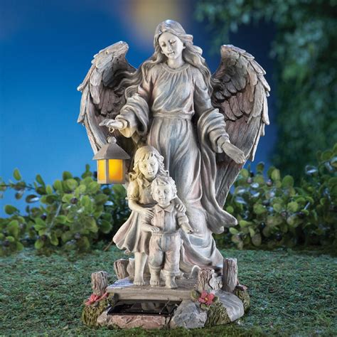 Solar Guardian Angel And Children Garden Statue Collections Etc