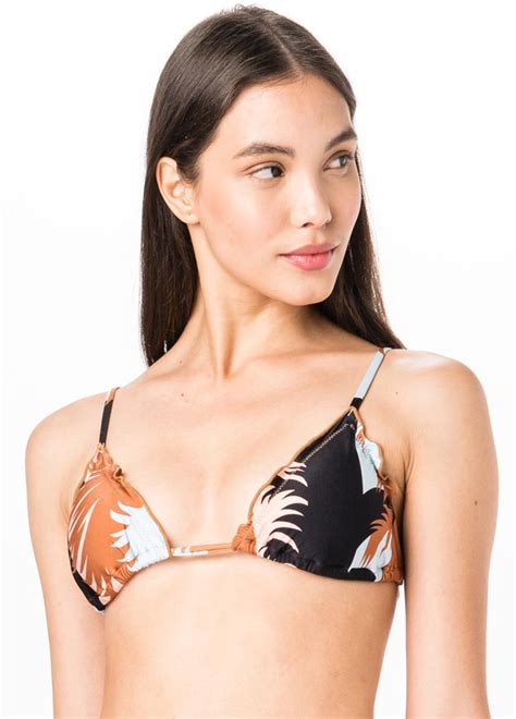 Bikini Tops Ripple Triangle Top In Tropical Print Top Scrunch Mambo