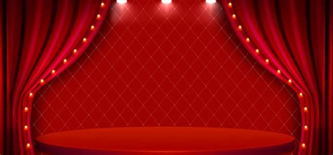 Red Stage Background Material Red Curtain Spotlight Background Image