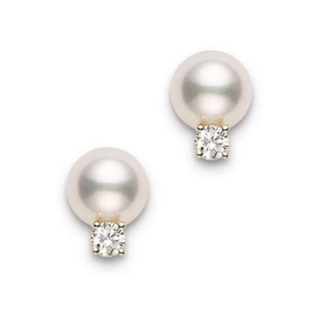 Mikimoto 6mm 65mm Akoya Cultured Pearl And Diamond Stud Earrings Pes