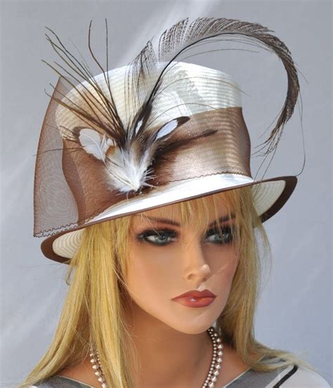 Kentucky Derby Hat Womens Brown Hat Ivory Cream Hat Formal Hat Top