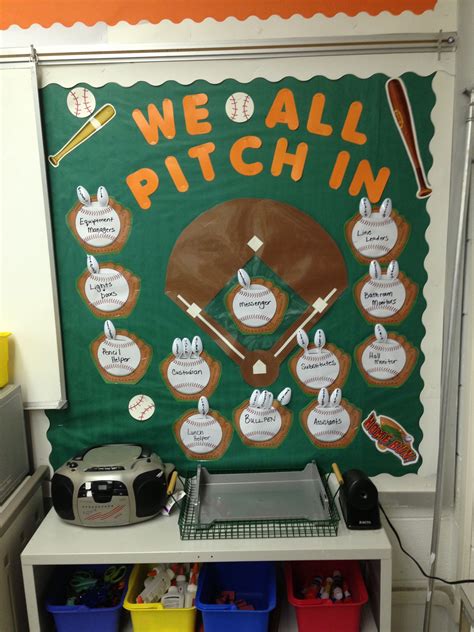 Baseball Job Chart Completed Sports Theme Classroom Classroom Bulletin