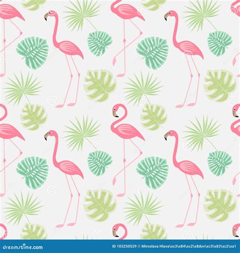 Seamless Pattern Of A Pink Flamingo Stock Vector Illustration Of Long