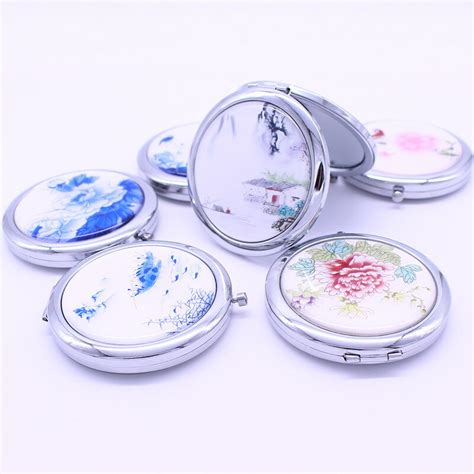 3pcs Folding Portable Round Makeup Mirror Women Compact Beauty Flower