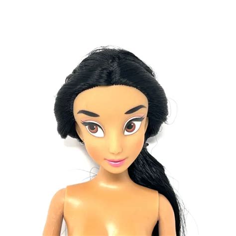 Disney Princess Jasmine Nude Barbie Doll Articulated Arms Long Black