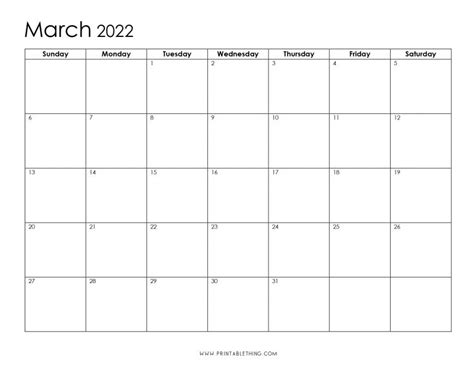 March 2022 Calendar Printable Pdf Us Holidays Blank Free Download
