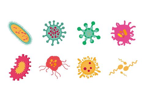 Bacteria And Viruses Icons Vector 149600 Vector Art At Vecteezy