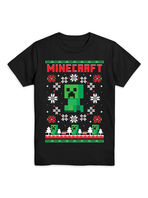Minecraft Boys Holiday Creeper Graphic T Shirt Size 4 18