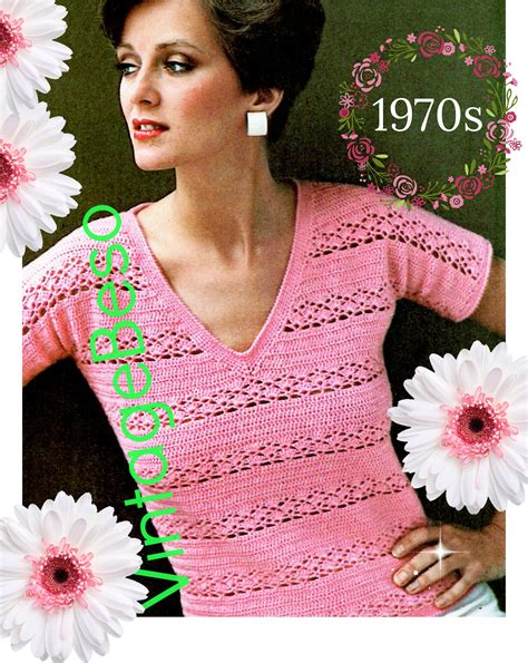 Top Crochet Pattern • 1970s Vintage Crochet Pattern • Pink Summer Top