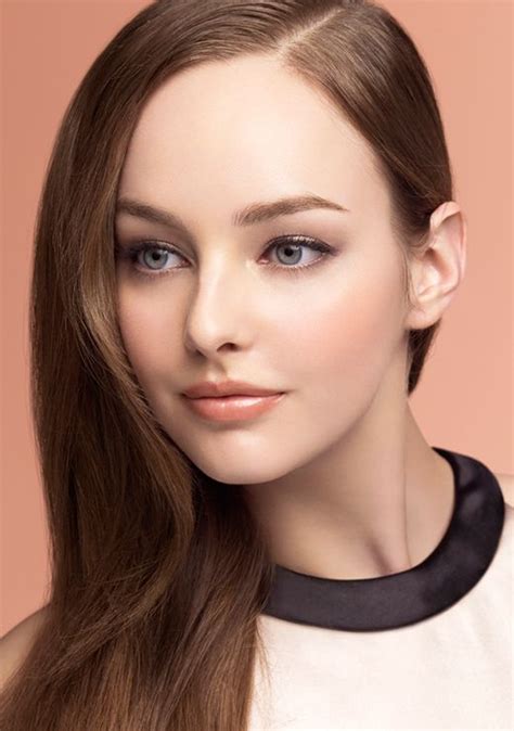 Natural Elegant Makeup Peachy Lips And Blush Long Hair Sleek