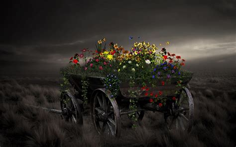 1920x1200 Art Artistic Clouds Color Dark Fantasy Fields Flowers