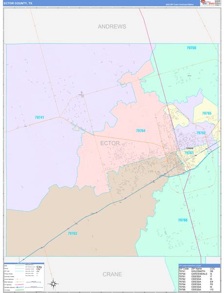 Ector County Tx Zip Code Maps Color Cast