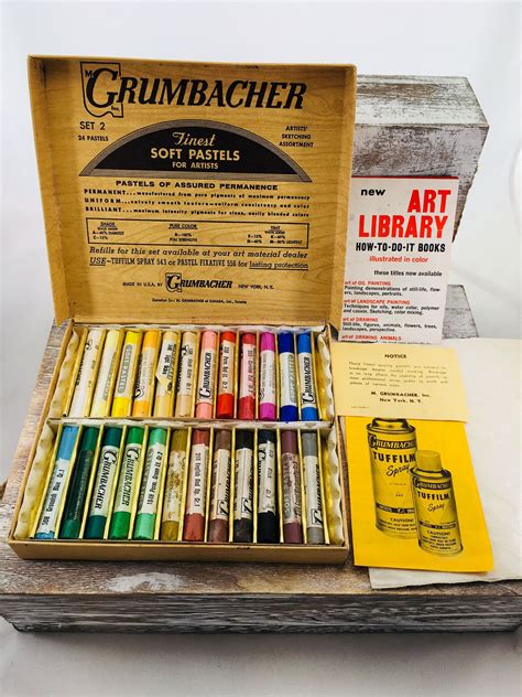Vintage Grumbacher Finest Soft Pastels Chalk Set 2 24 Pastels Artist