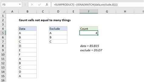 Excel Formula Count Cells Not Equal To Many Things Exceljet