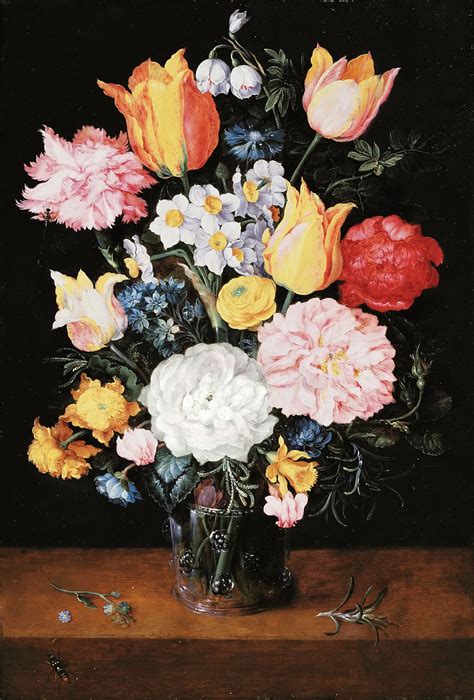 Bouquet Of Flowers In A Glass Vase Painting Jan Brueghel Ii The