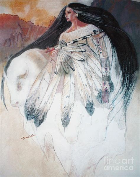 White Buffalo Calf Woman Pastel By Pamela Mccabe Fine Art America