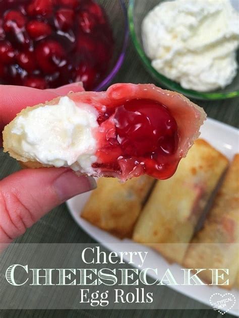 Christina holmes/bon appetit / via bonappetit.com. Cherry cheesecake egg rolls are amazing!! Just 3 ingredients in this warm dessert egg roll ...