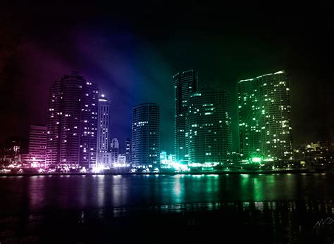 Light Water City Night Cityscape Building Wallpaper