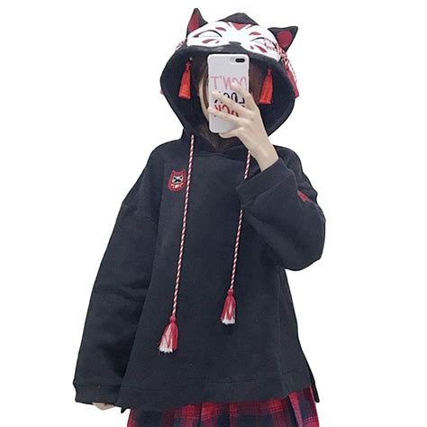 Yomorio Girls Cute Anime Hoodie Fox Ear Cosplay Pullover Lolita Casual Sweatshirt For Halloween