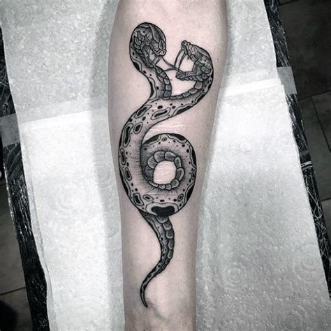 What does a two headed snake tattoo mean? 30 Two Headed Snake Tattoo Ideas For Men - Serpent Designs