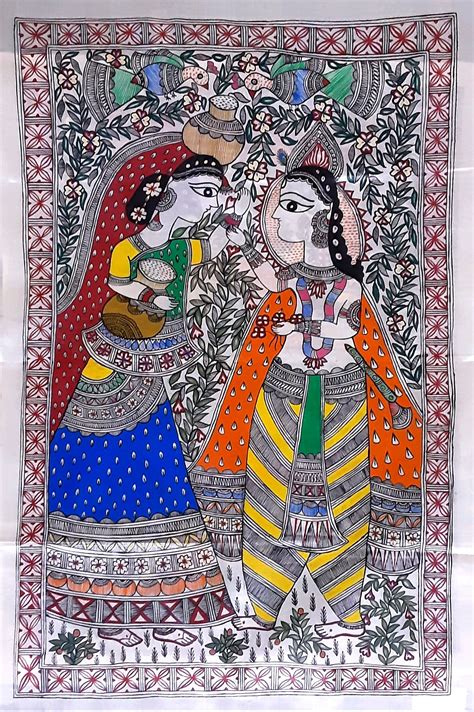 Radha Krishna With Pottery Madhubani Painting Buy Online